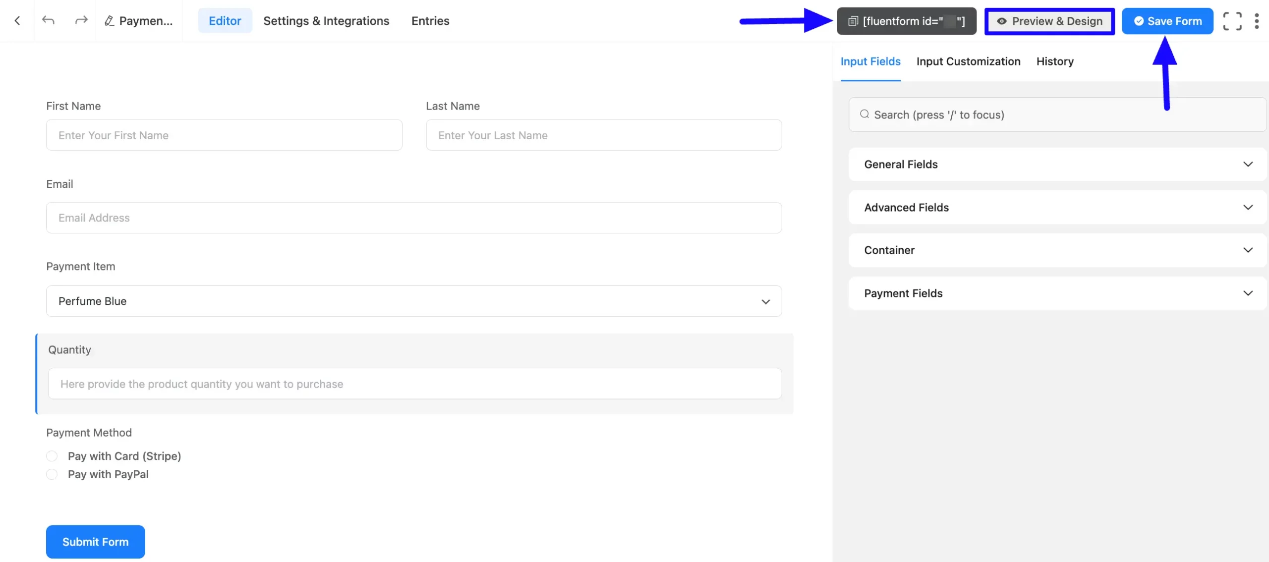 Save Item Quantity Field in