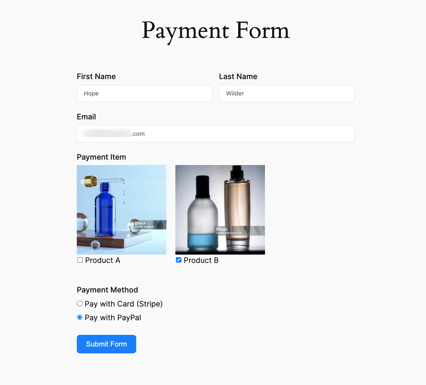 Preview Payment Item Field in
