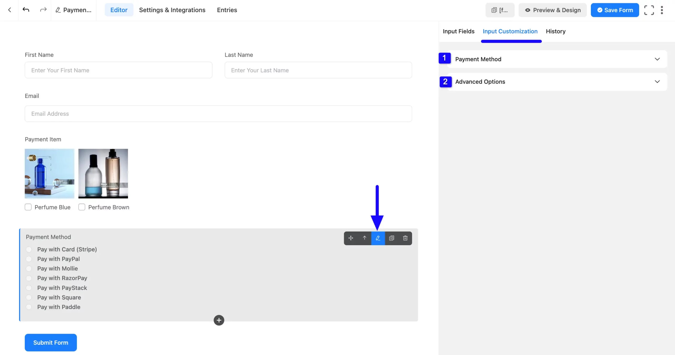 Input Customization Fluent Forms