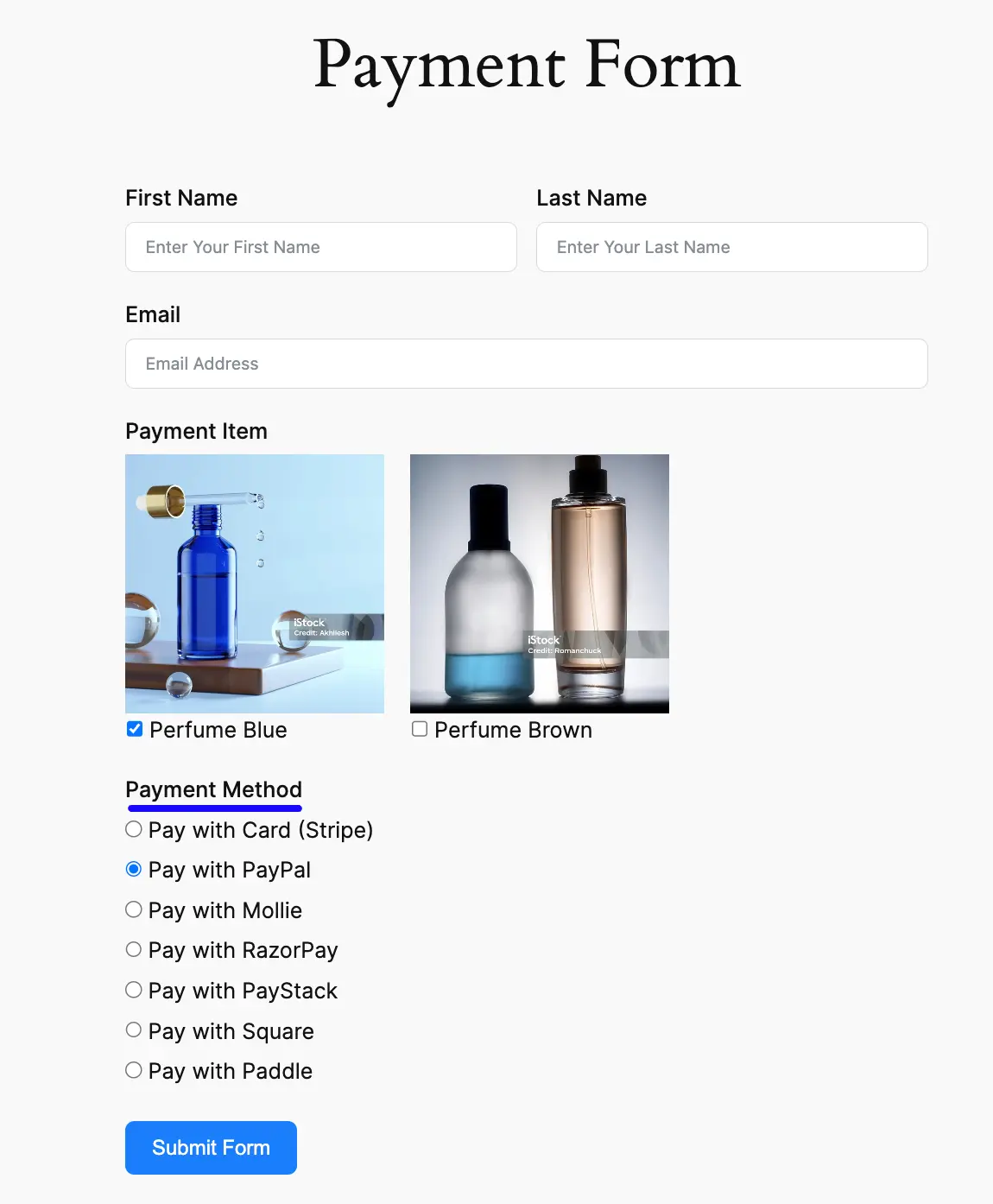 Preview Payment Method Field in