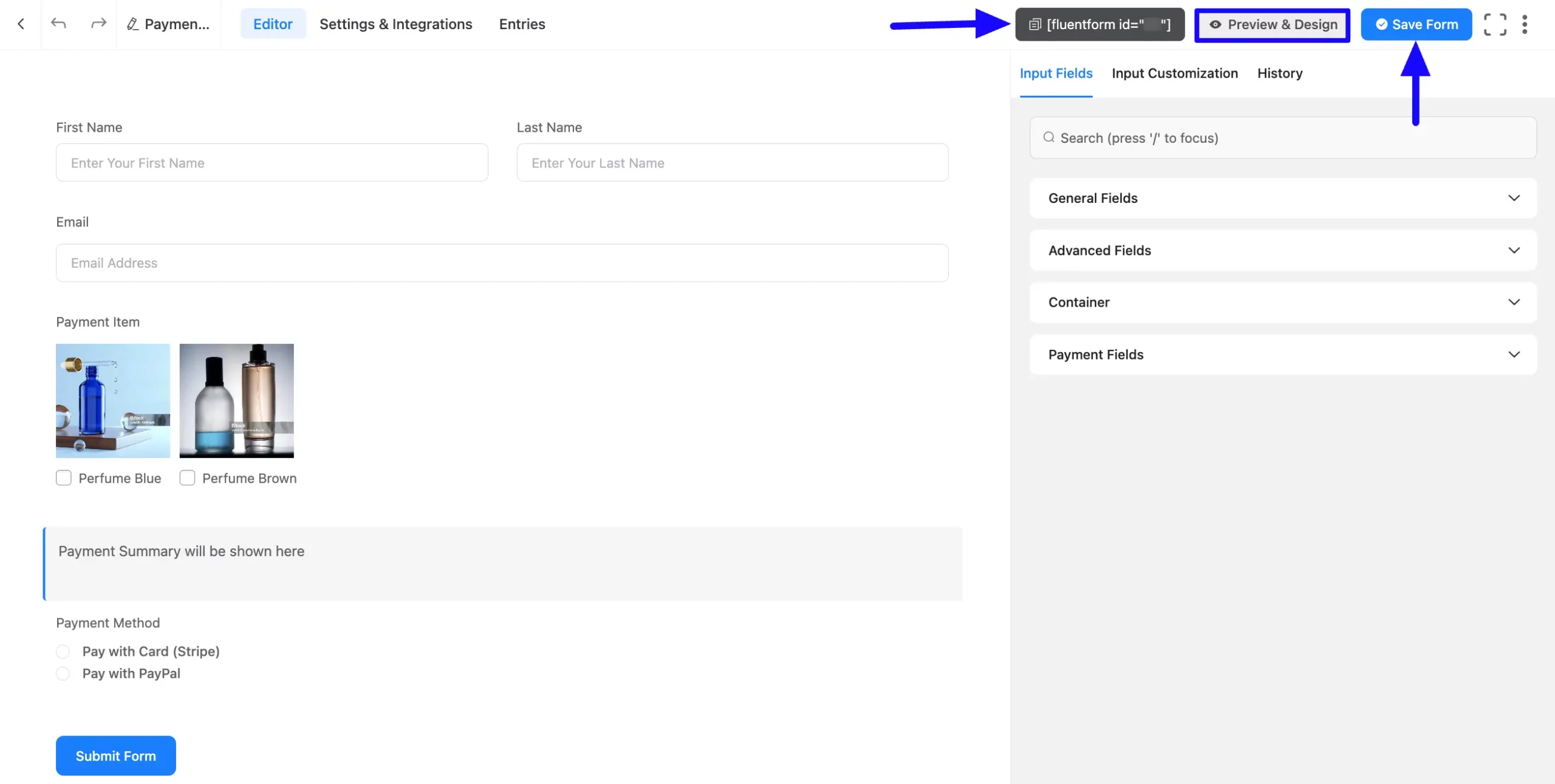 Save Button Payment Summary Field in