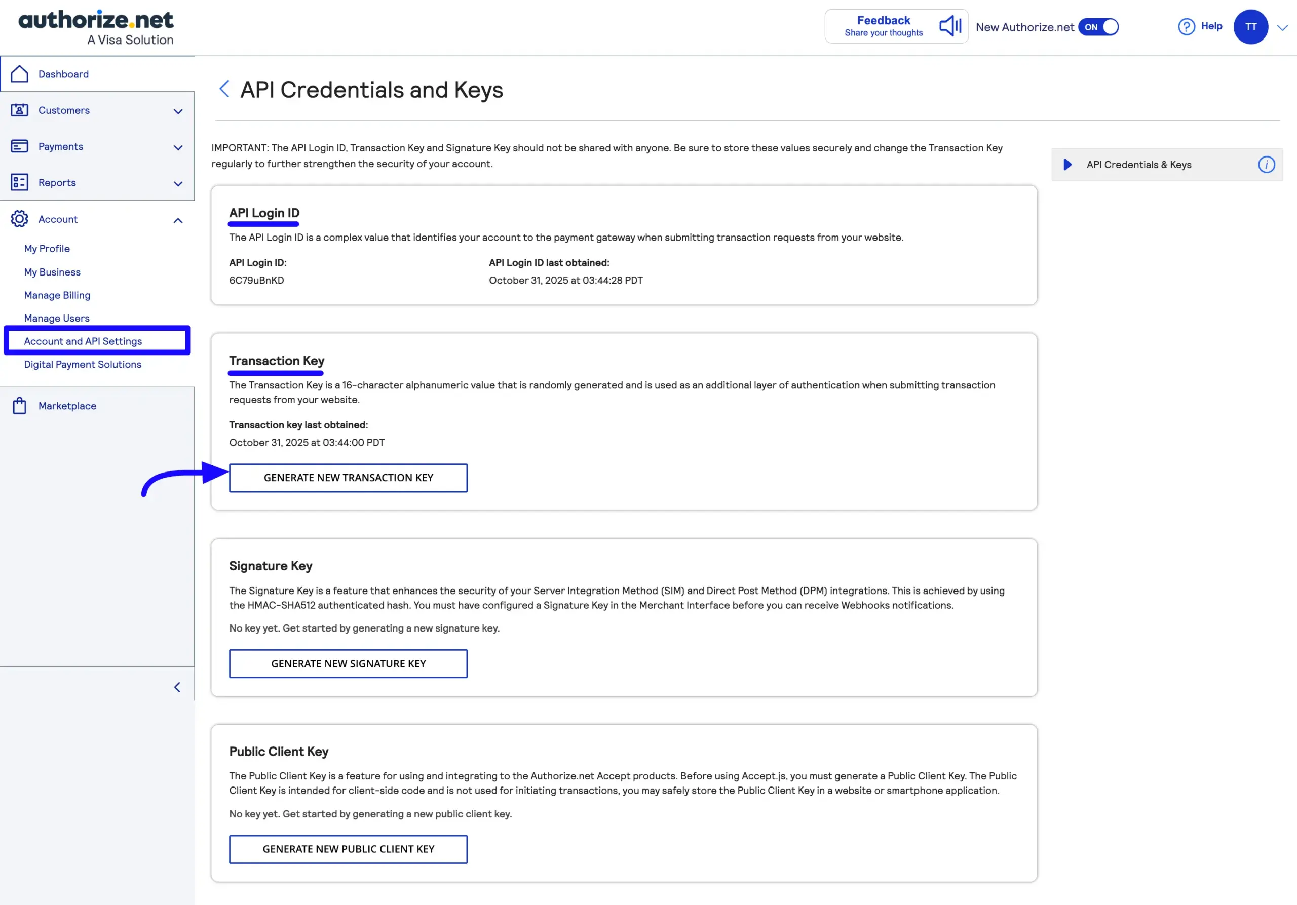 API Credentials