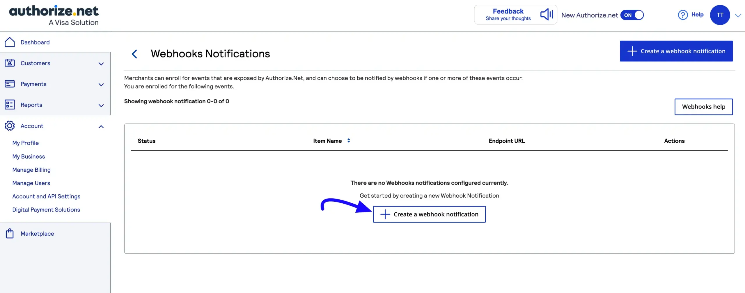 Create Webhook Notification