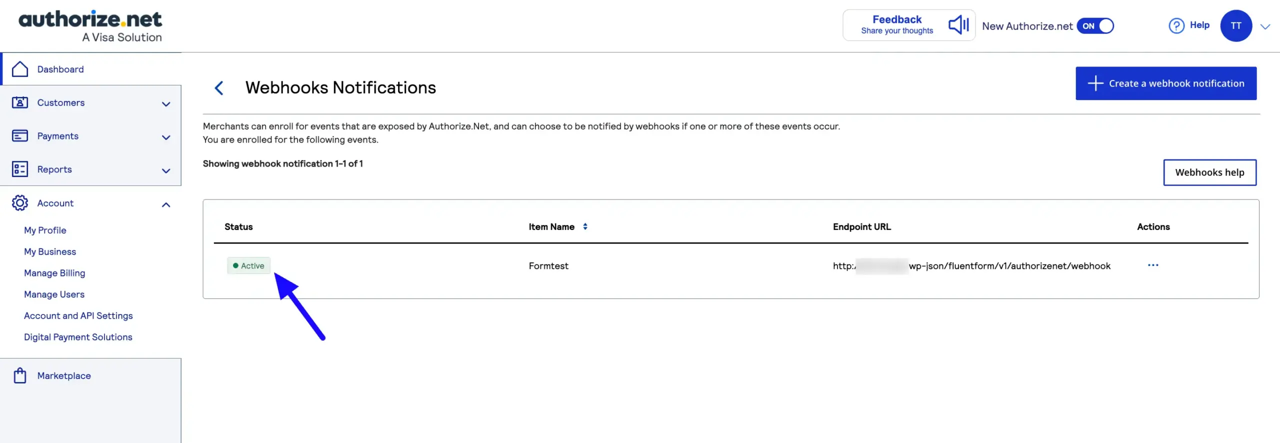 Webhook Active