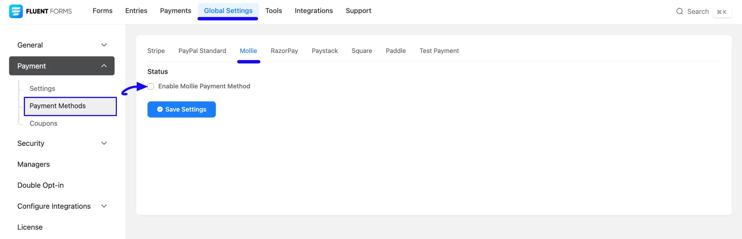 Enable Mollie Payment Method Integrate Mollie