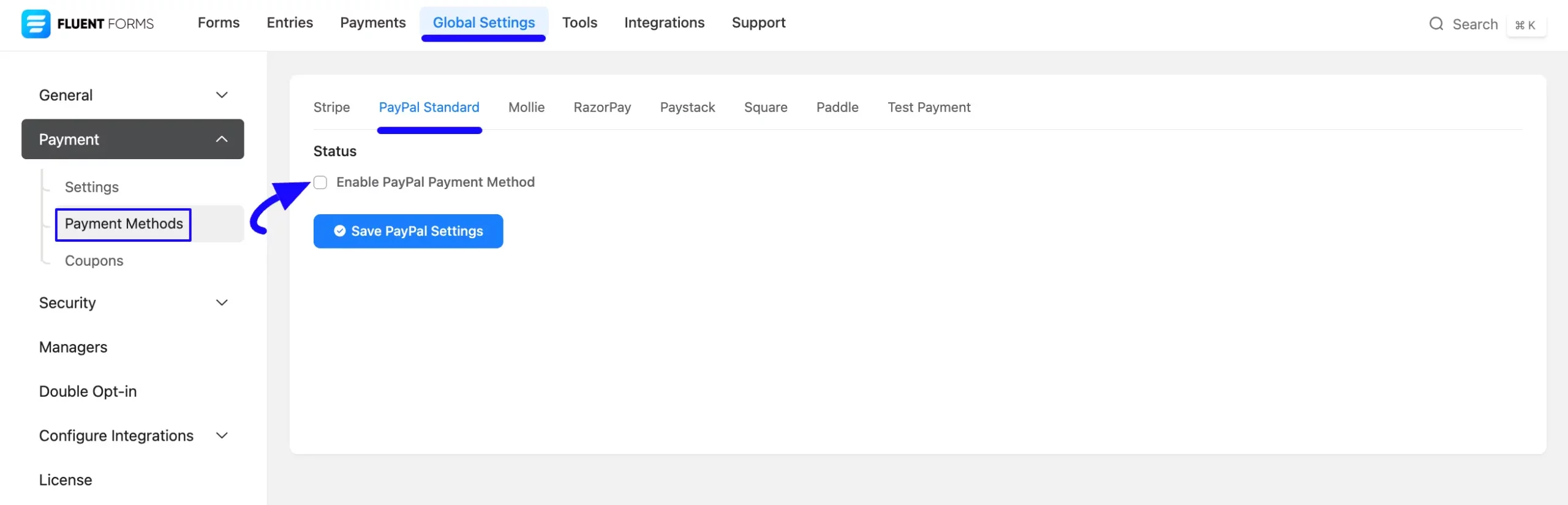 Enable Paypal Payment Method Integrate PayPal
