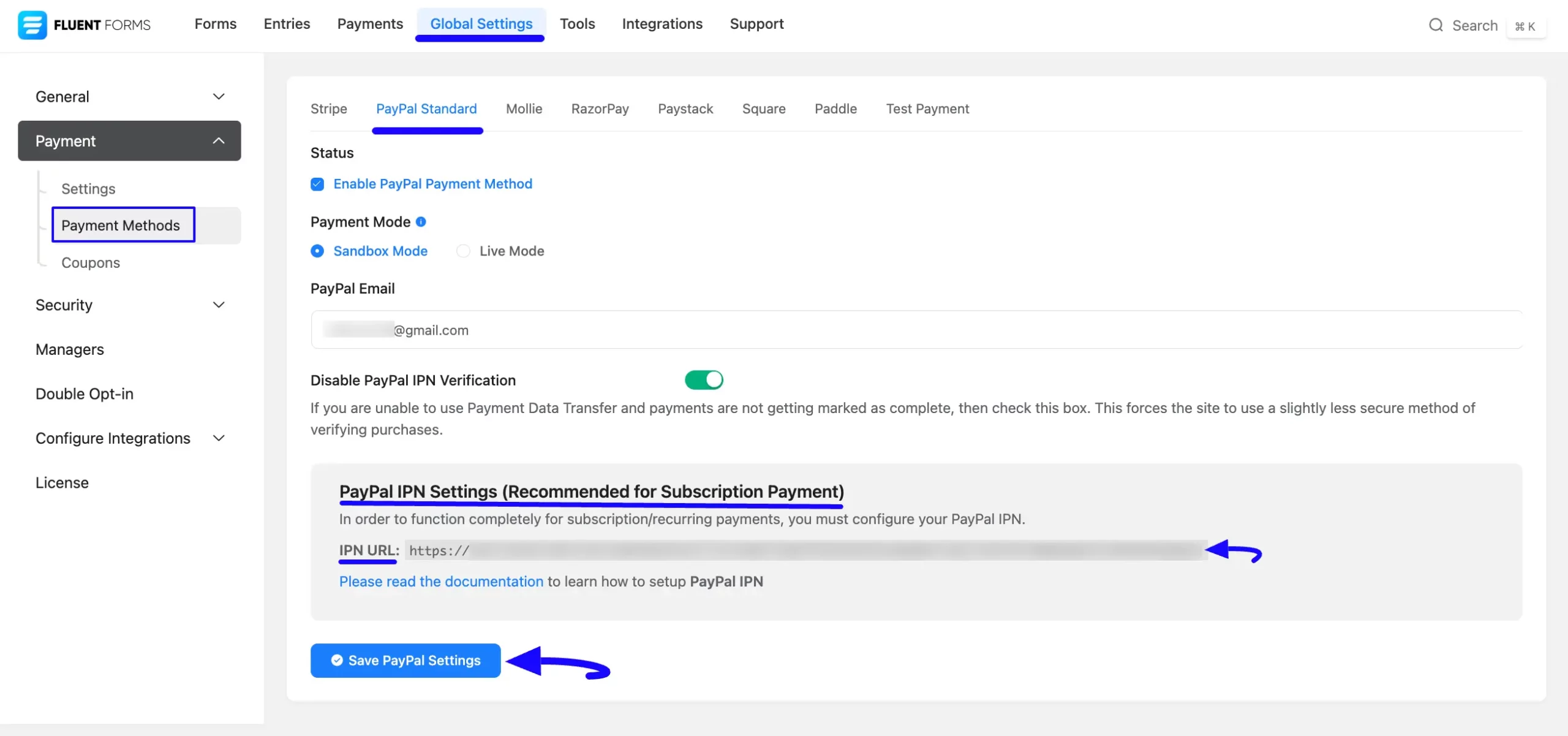 Paypal Ipn Settings
