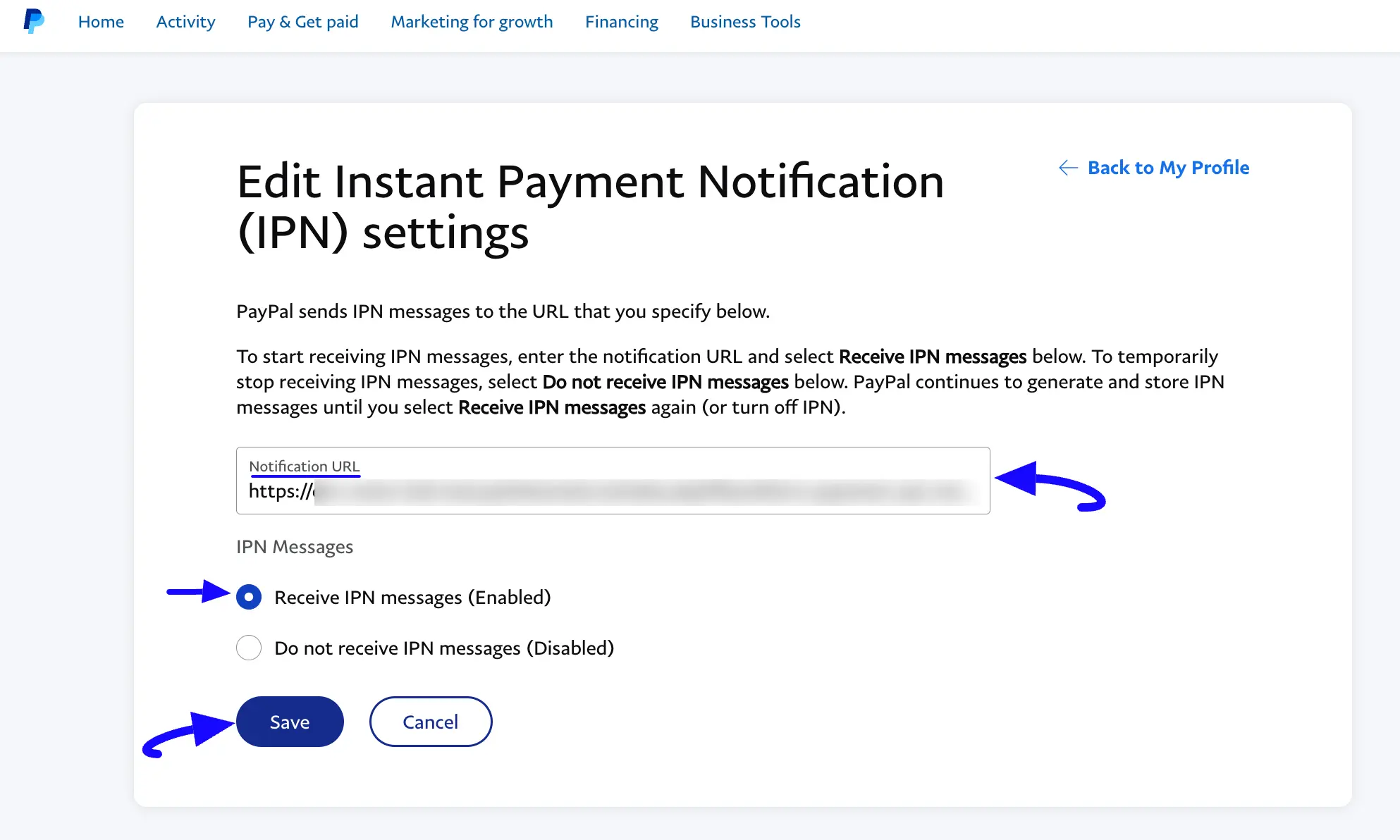 Paste Ipn URL