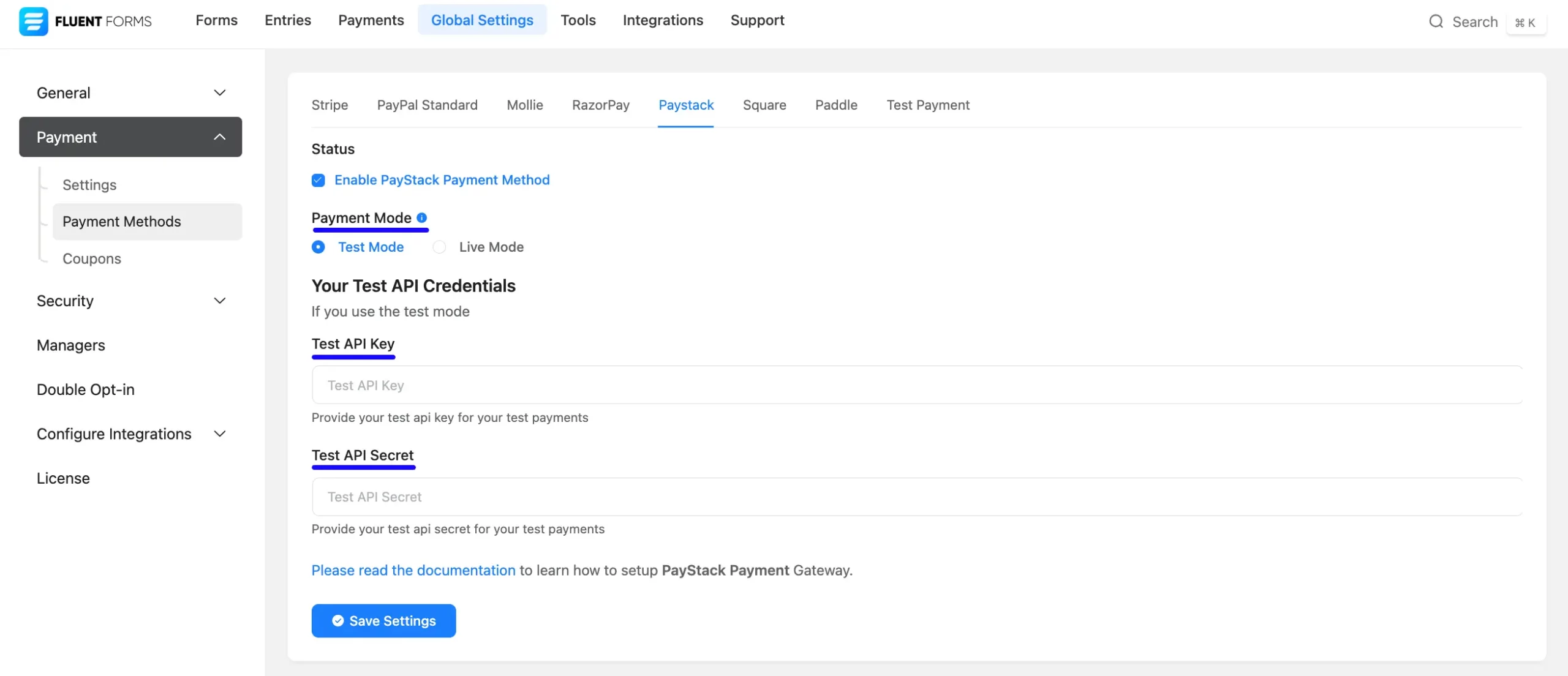 API Credentials Fluent Forms
