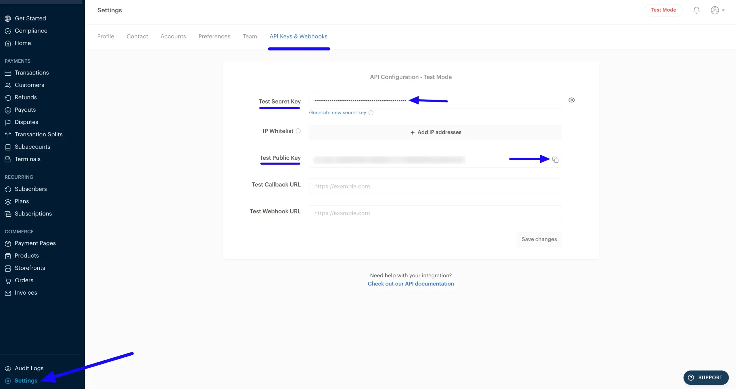 Copy Secret And API Key
