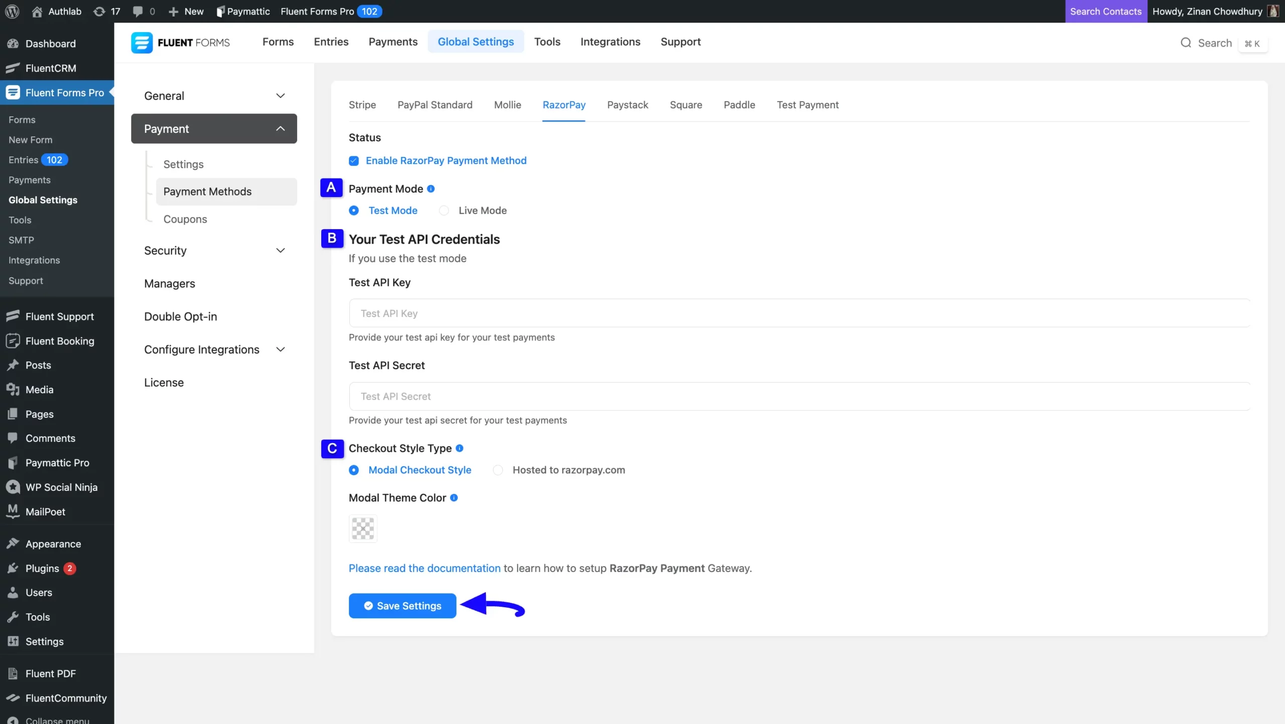 Test API Credentials