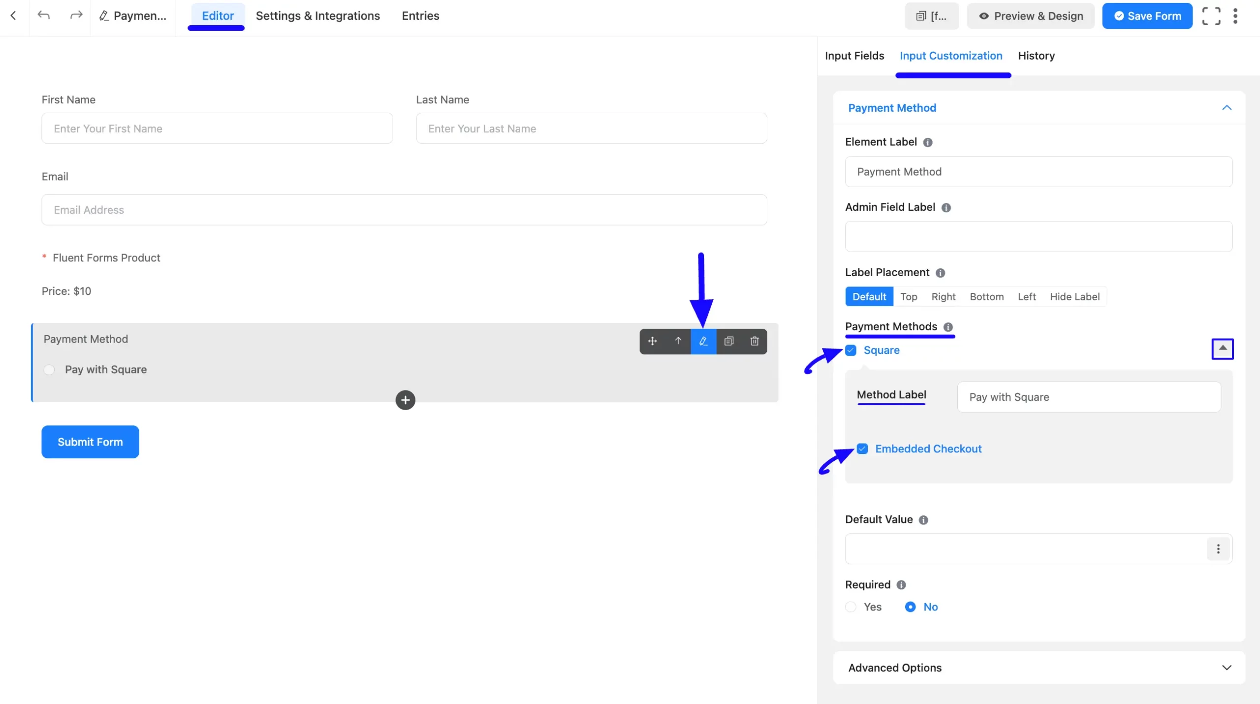 Set Up Payment Method Field