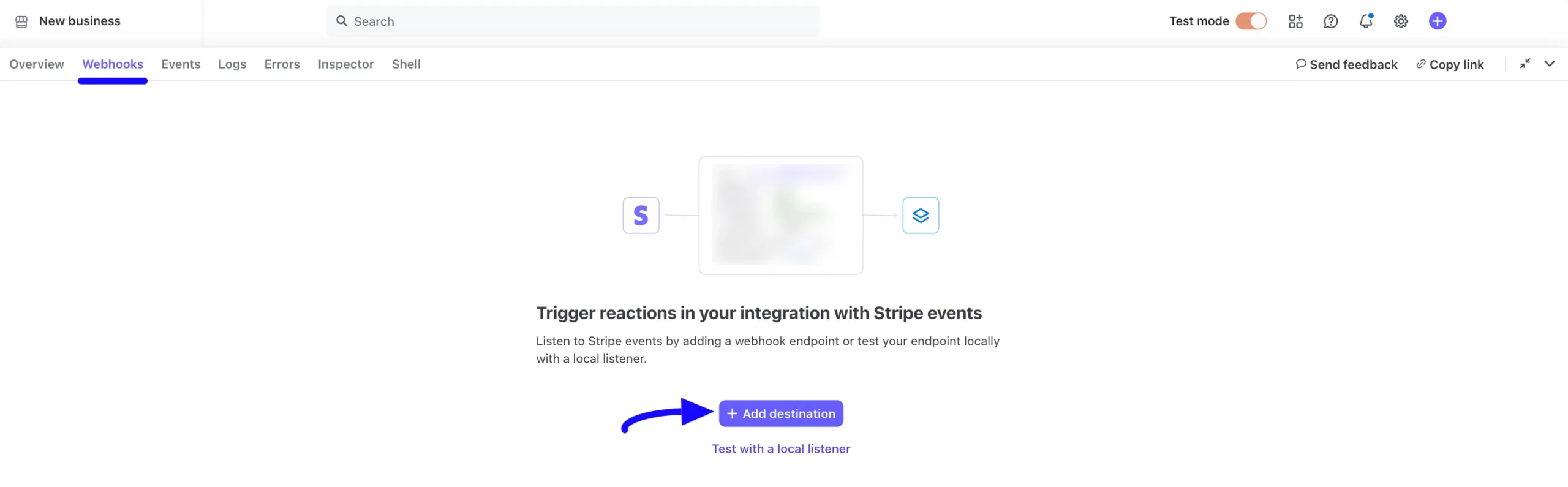 Add Destination Button Integrate Stripe