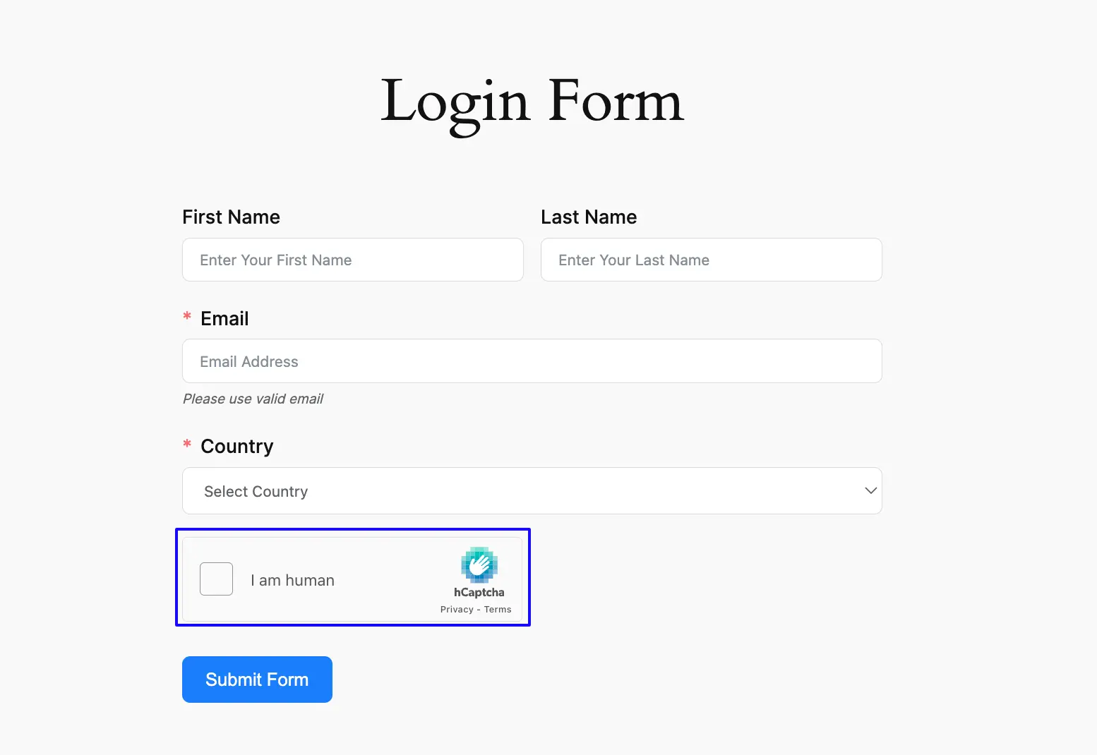 Preview hCaptcha Field Integrate hCaptcha